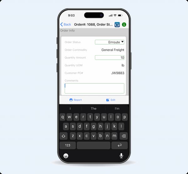 Axon Truck Link app screen simulated on a smartphone