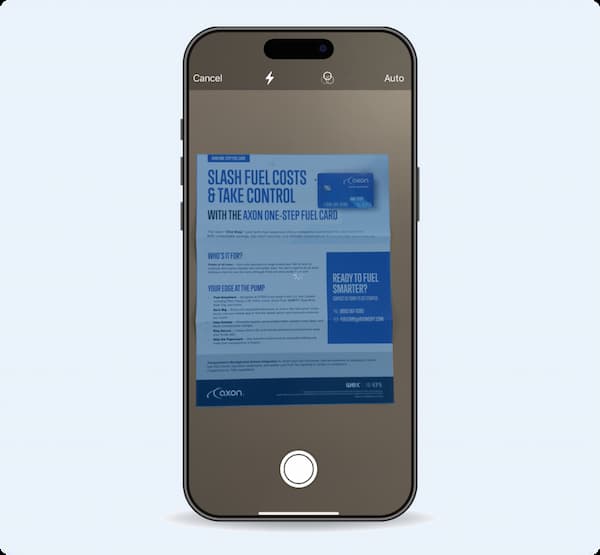 Axon Truck Link app screen simulated on a smartphone