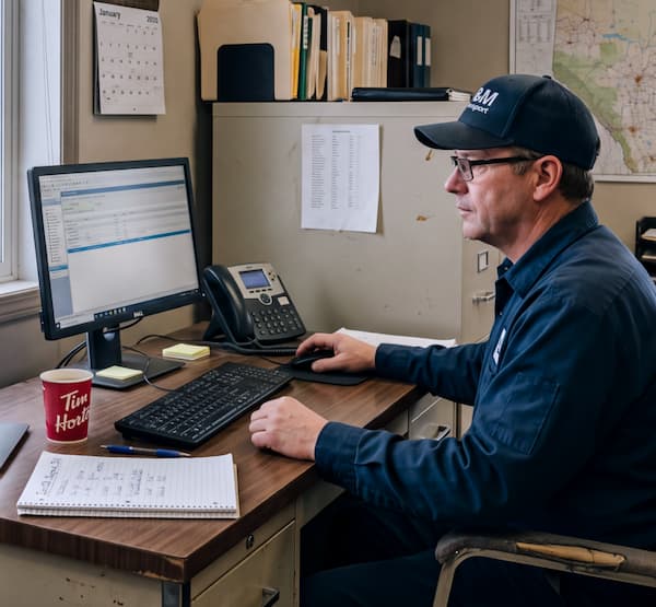 Man working at a computer desk