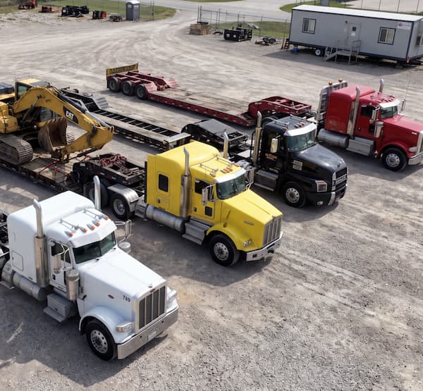 Four trucks parked
